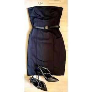 RED VALENTINO Black Strapless Sheath Cocktail Dress Size 44 US 8 Stretch